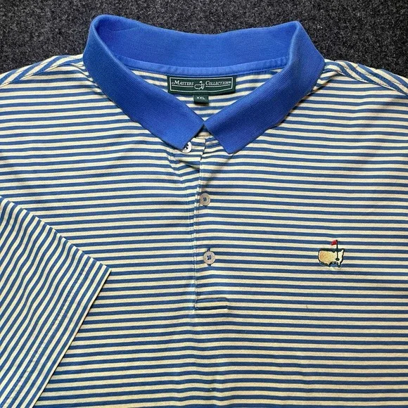 Masters Collection Blue Yellow Stripe Short Sleeve Golf Shirt Mens 2XL Pima - Picture 1 of 8